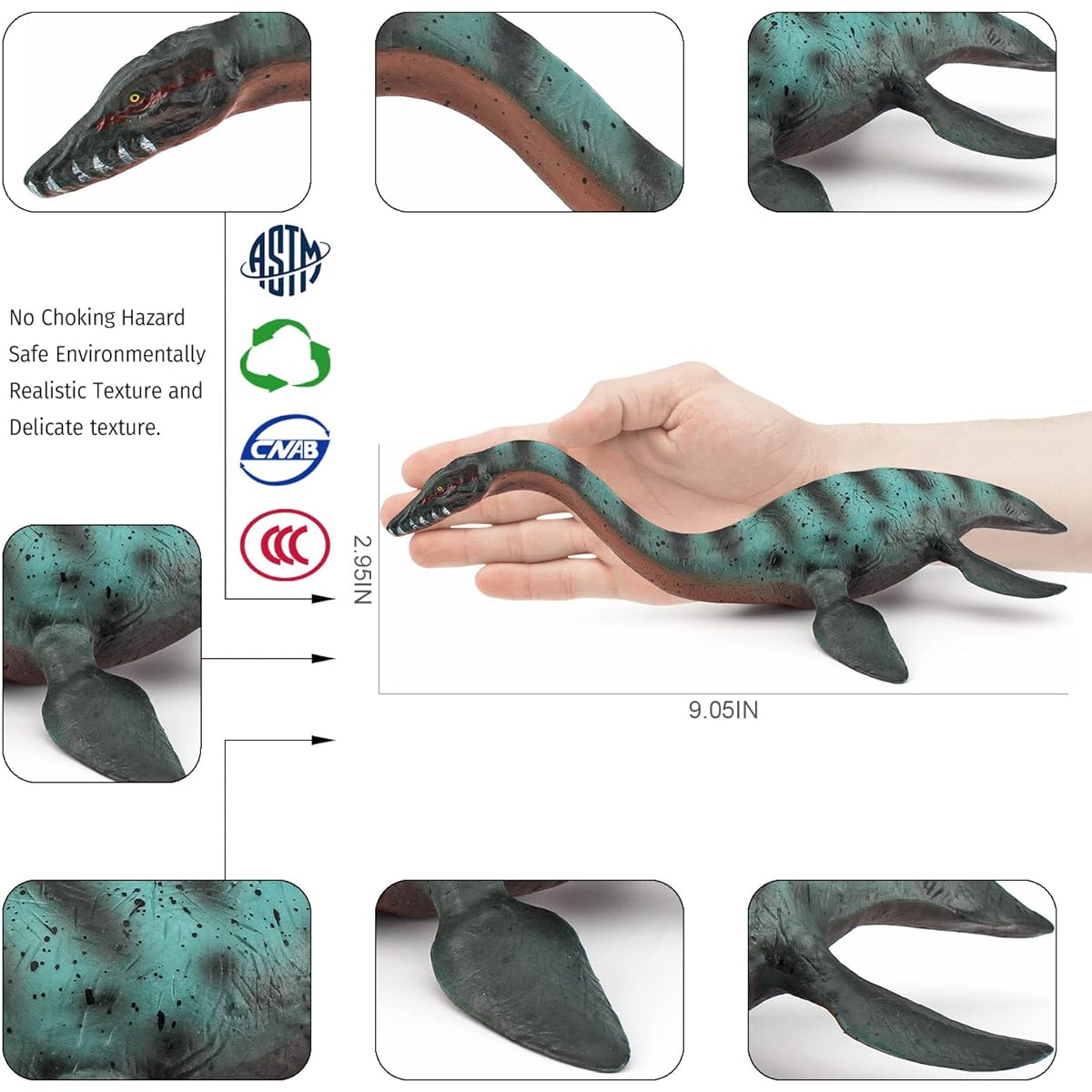Mosasaurus Large Replica 10 Inch 3 Pieces Prehistoric Sea Creature Toy Kids Gift Shark Figure Sea Life Collection Sea Animal Toddler Boys Dinosaur Toy