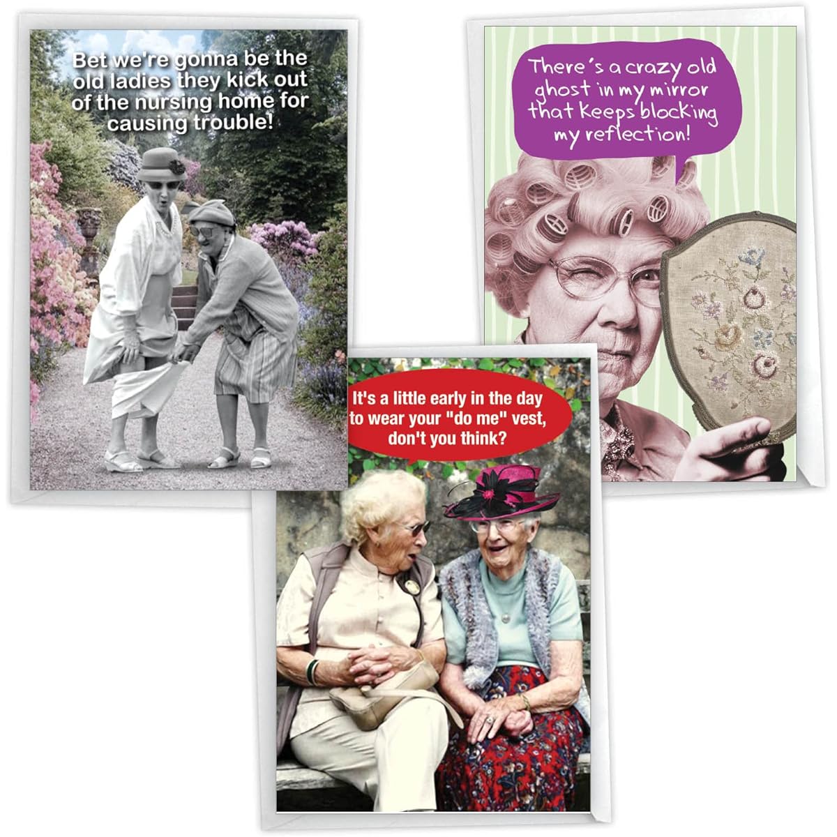 NobleWorks Assortment Pack Cheerful Birthday Greeting Cards with Envelopes (3 Designs, 1 of Each) Young At Heart VC7958BDG-C1x3