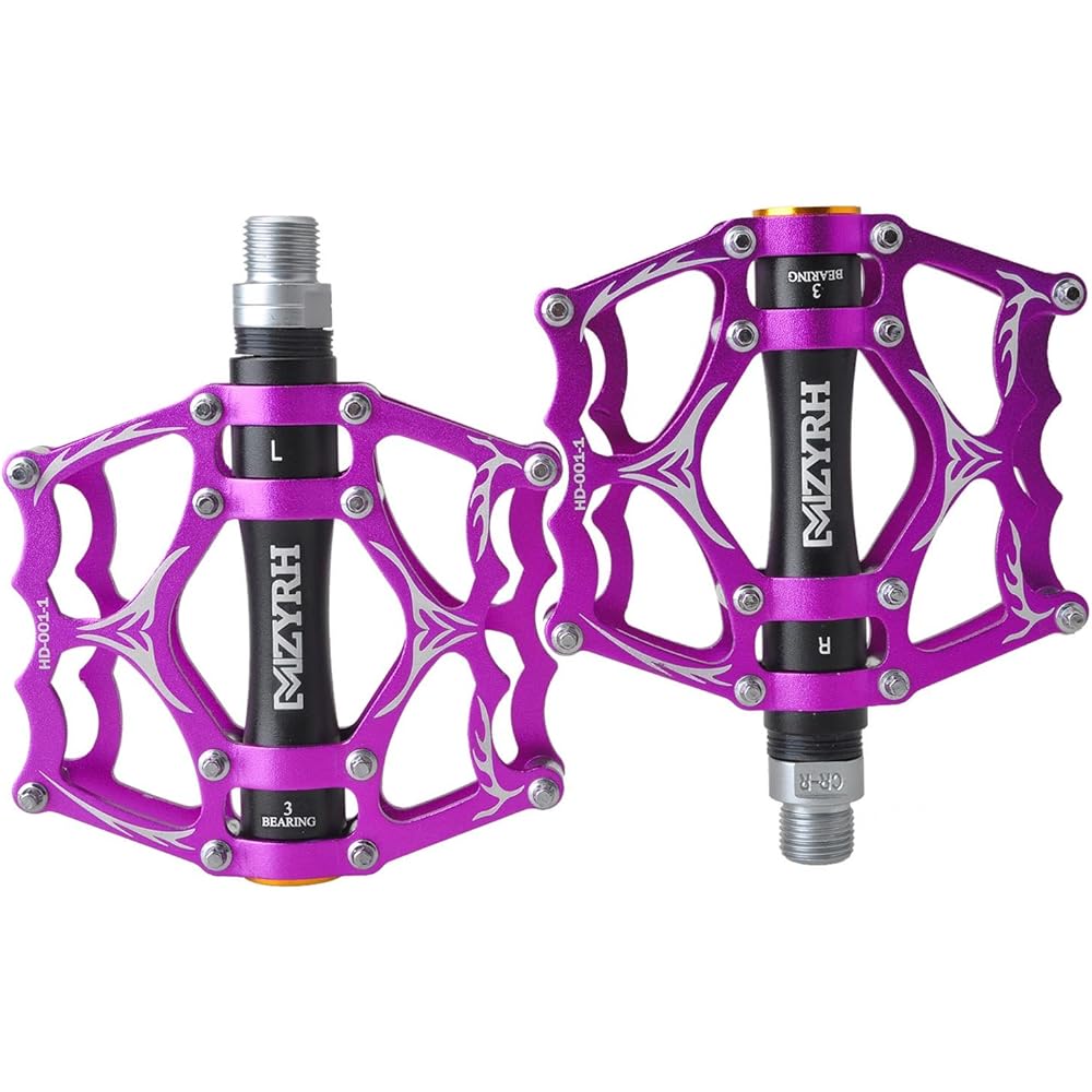 [Jpfashioning] Cross bike pedals, ultra-lightweight aluminum alloy flat pedals, durable, set of 2 (Purple 2)