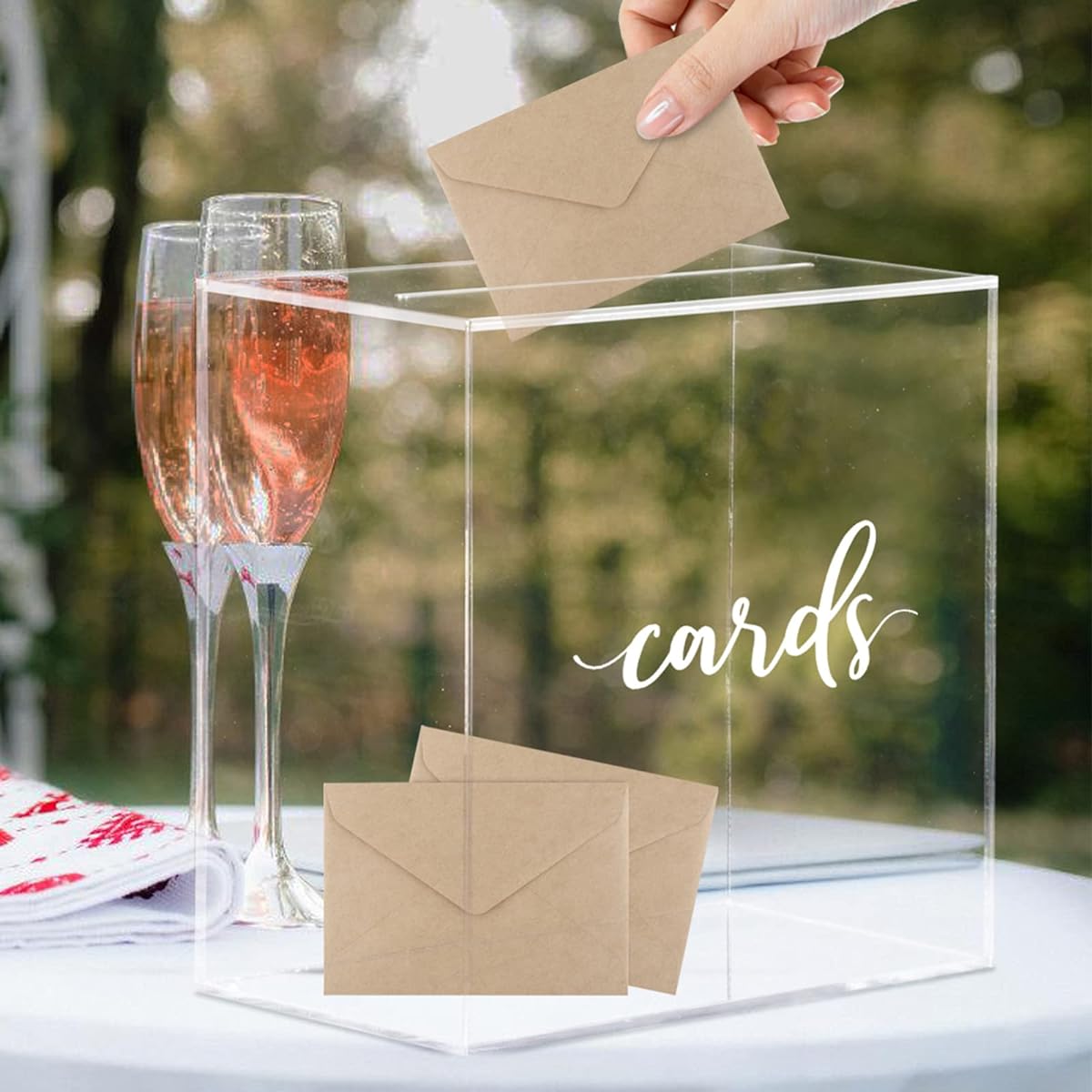 Waenerec Acrylic Card Box with Slots for Wedding Elegant Large Blank Clear Gift Card Box for Reception Party Money Box Wishes Graduation Birthday Baby Shower