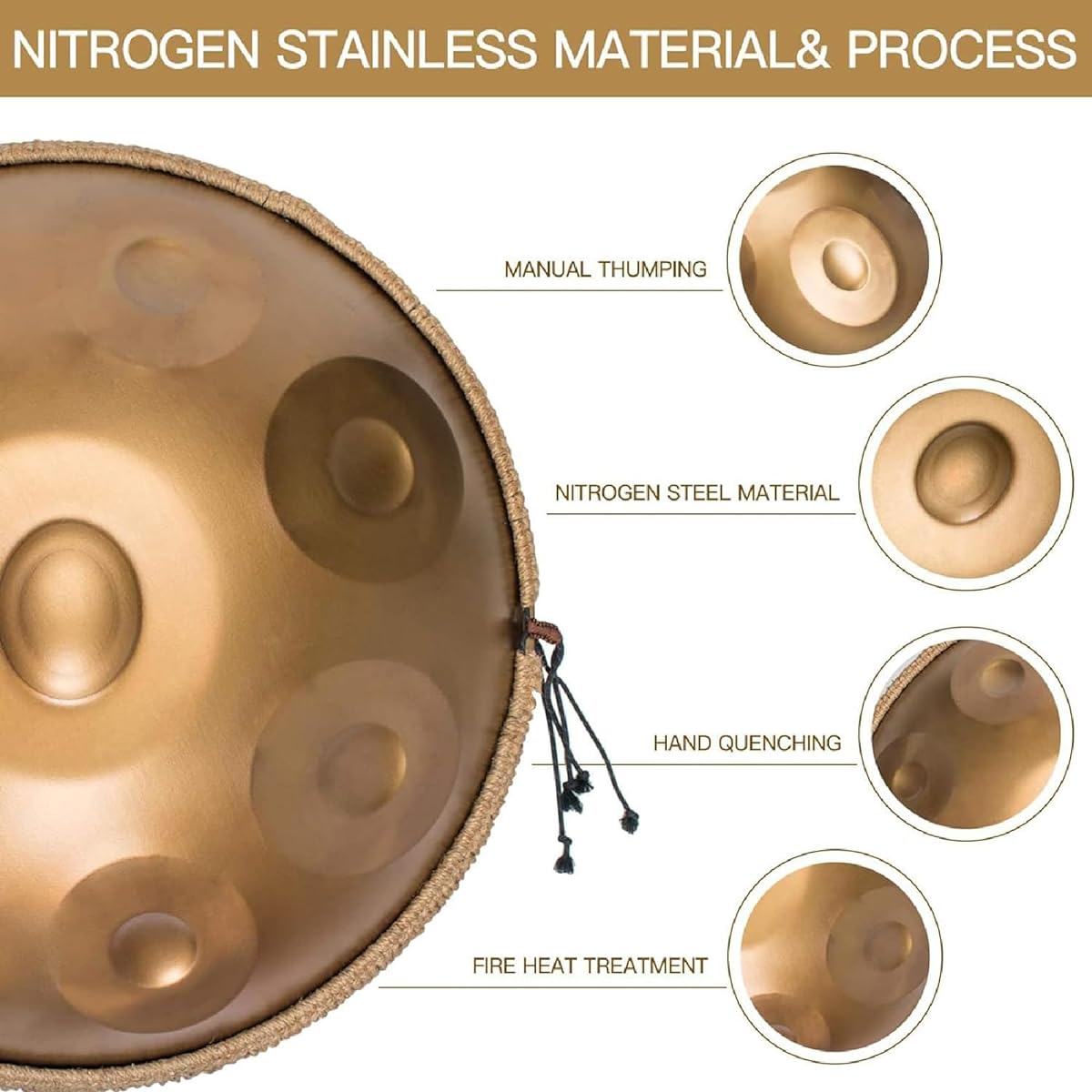22" Steel Handpan Drum - 9 Tones - Melodical Resonance, Professional Performance Hand Drum in D Minor (440Hz) for Beginners, Experts, and Music Therapy
