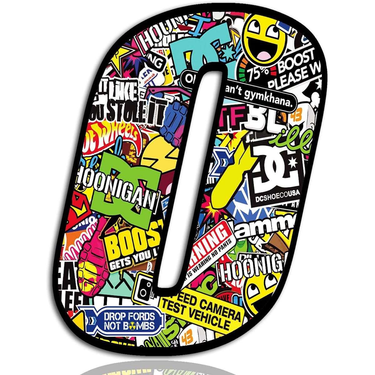 Skino™ Auto Moto Racing Number Bomb Sticker Rally Motocross Tuning Sticker Race Number Motorsport Auto Motocross Formula 1 Car Motorcycle (Number 0)
