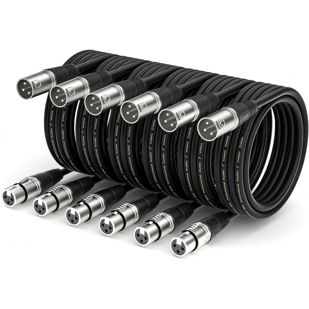 NUOSIYA XLR Cable 25ft 6 Pack XLR Male to Female 3 Pin Balanced Microphone Cable
