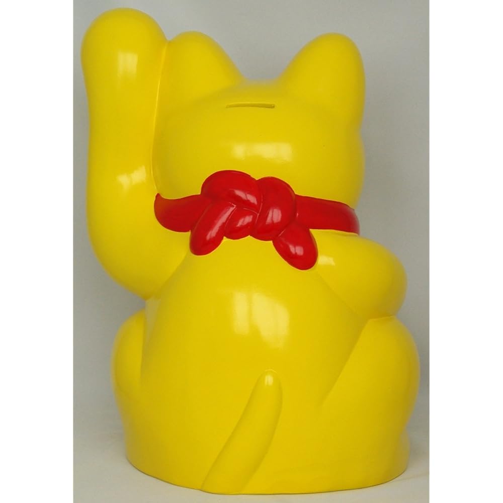 Domestic Tokoname Ware Lucky Cat Feng Shui Scampi Oval Cat Yellow Right Hand No. 13 764-17-904