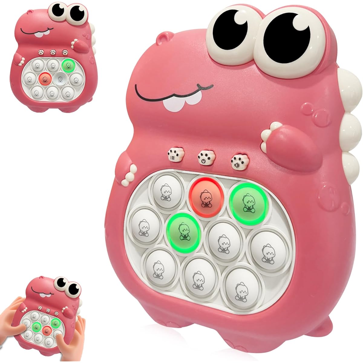 Pop Fidget Toy Pop Pro Light Up Game Quick Speed Fast Push Puzzle Game Console Bubble Stress Relief Decompression Toy Anti Anxiety Autism Handheld Game Toys for Kids 3-12 Years