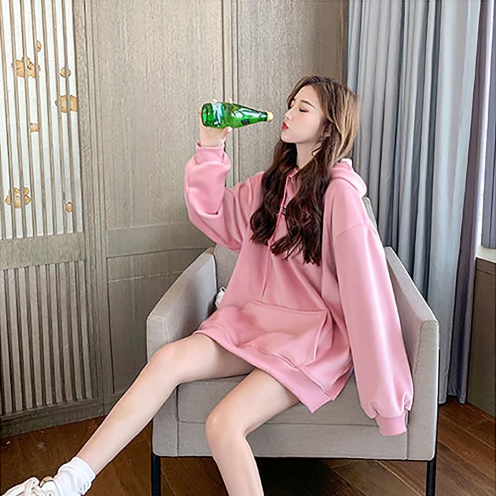 [YOMORIO] Rabbit Ears Hoodie, Women's, Fleece Lined Hoodie, Rabbit Ears, Drooping Ears, Hood, Hoodie, Plain, Jersey, Long Parka, Cute, Loose, 3 Colors