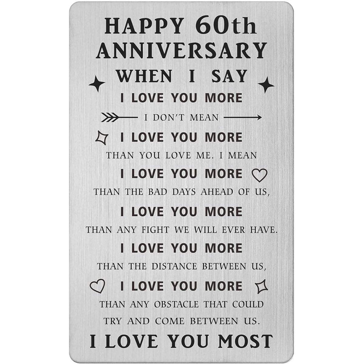 SOUSYOKYO 60th Anniversary Card Gift for Men Husband Him Personalized 60th Wedding Anniversary Present for Her Women Wife Gift 60th Anniversary Decoration Wallet Card