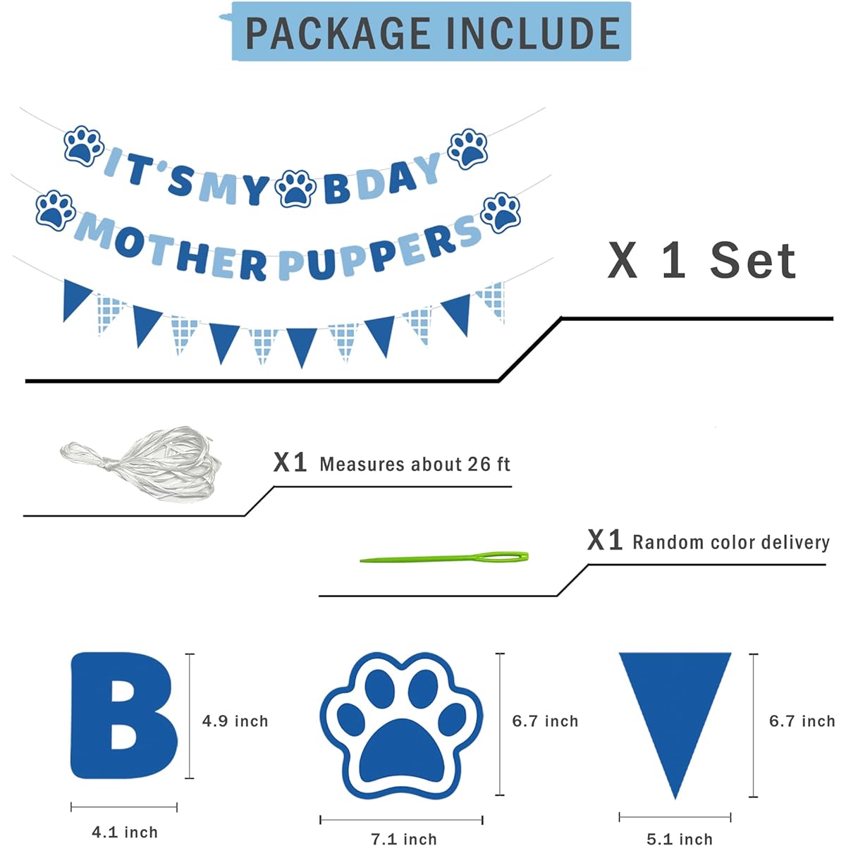 Dog Birthday Party Supplies It's My Bday Mother Puppers Banner Sign Puppy Dog Paws Birthday Decorations Backdrop Blue Happy Birthday Decor Pennant Banner Pet Dog Boy Girl Vicycaty