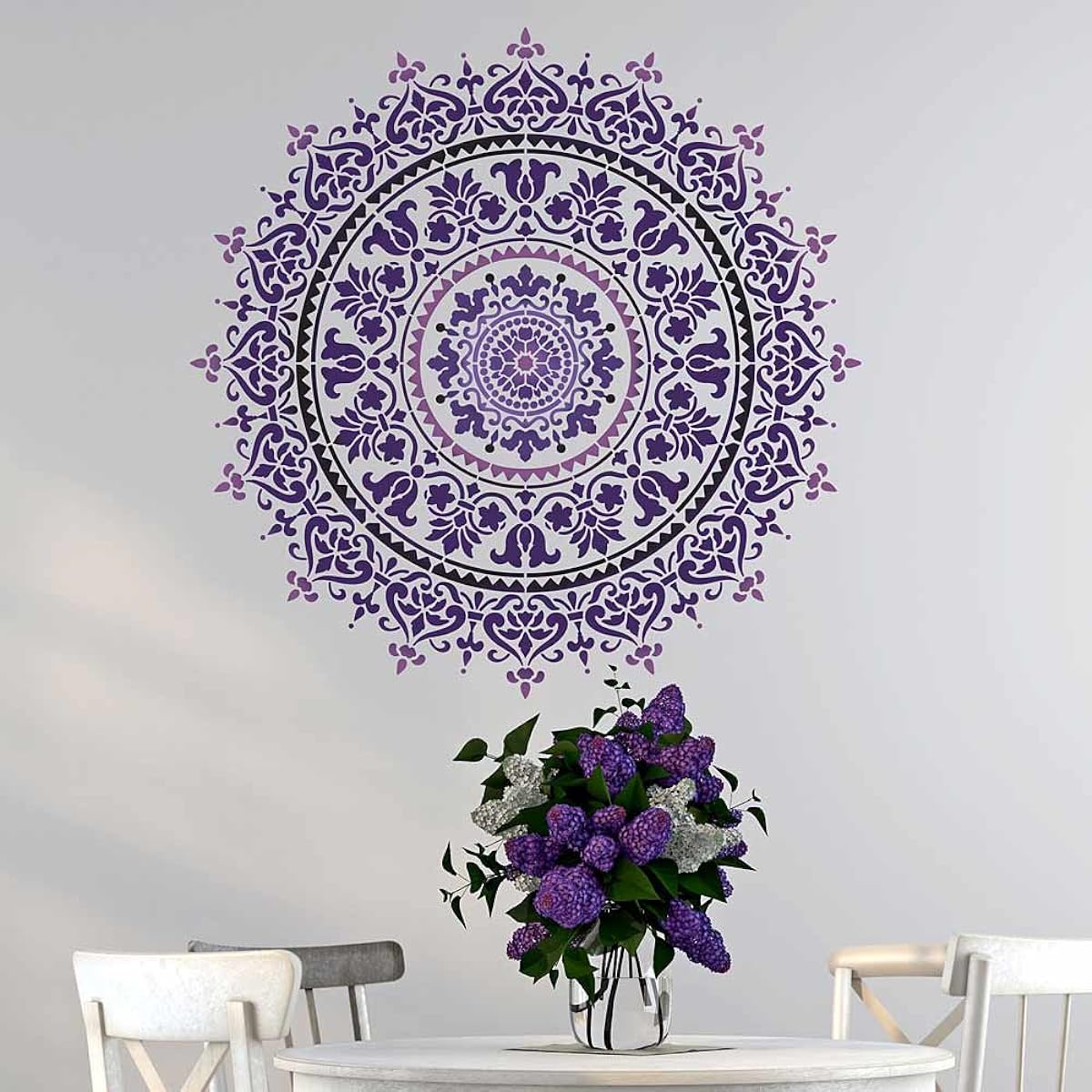 Cutting Edge Stencils Mandala Stencil "Prosperity" Reusable Wall Stencil for DIY Wall Decor Trendy and Fun Wall Decorations 18" MD004_18