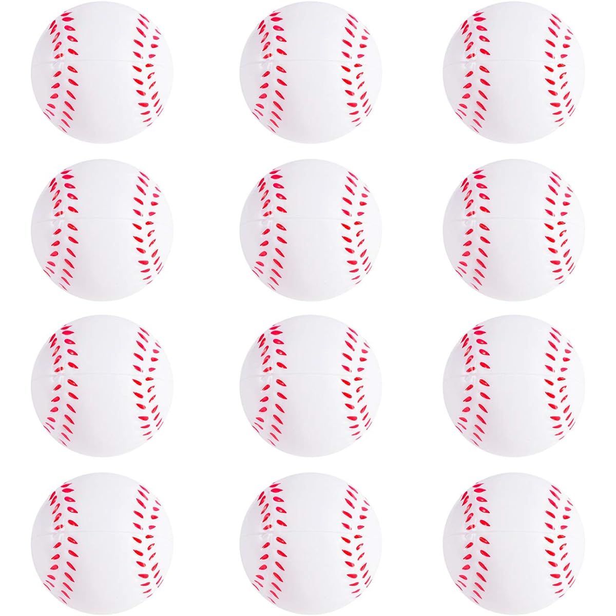 12 Pack Mini Foam Sports Balls for Kids Adults Mini Baseball Football Basketball Soccer Stress Balls Bulk Toys Little Big Game Party Decoration Balls Small Foam Relaxing Balls (Baseball)