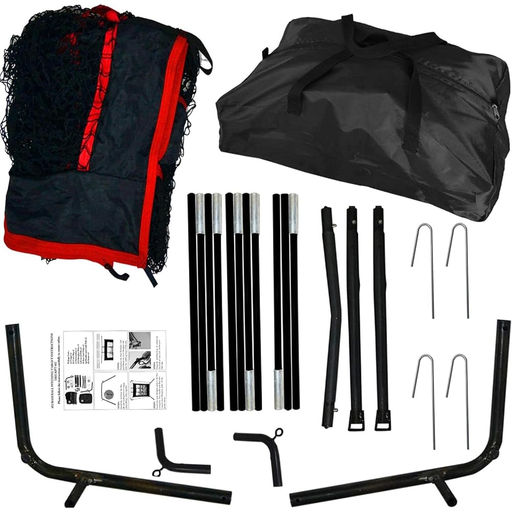 FLITURE Baseball Practice Net 1.2mx0.9m 9 Pockets Baseball Pitching Net Home Struck Out Batting Net Indoor Pitching Target Outdoor Struck Out Carry Bag Included Easy Assembly Waterproof Double Layer Net