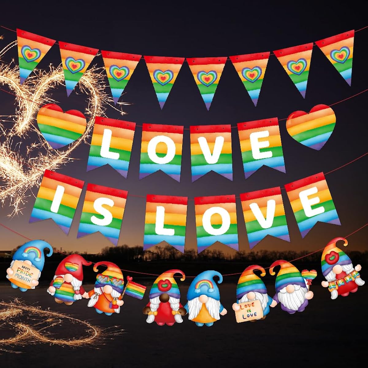 Rainbow festival decoration flag banner Rainbow party decoration Love flag Rainbow love triangle flag