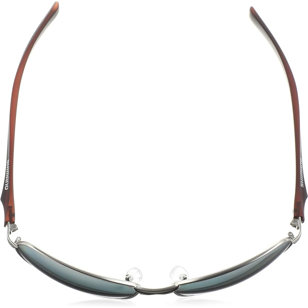 SHIMANO Fishing Polarized Sunglasses Water Repellent Metal Fishing Glasses PC Gloss Silver & Transparent Brown Smoke HG-065P