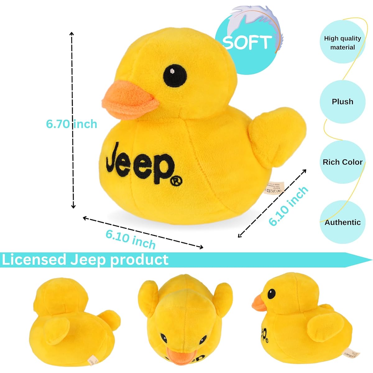 Jeep Text Logo Duck Plush Toy - The Perfect Lover You've Got Twisted With (Yellow)