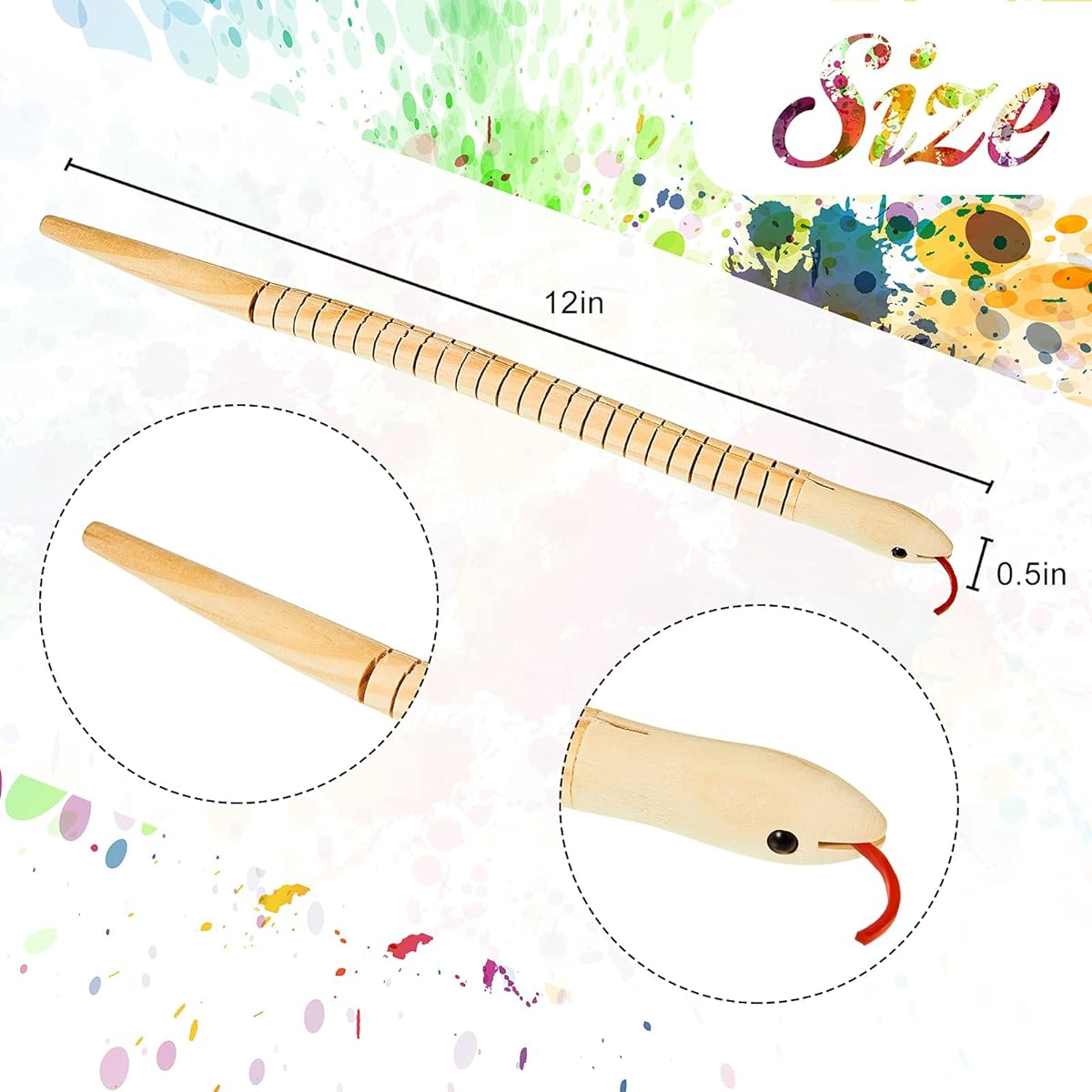 12" Wooden Snake Unfinished Wooden Swinging Snake Jointed Flexible Wooden Snake Blank Canvas Animal Model Craft for Arts and Crafts Themed Birthday Party Supplies (30)