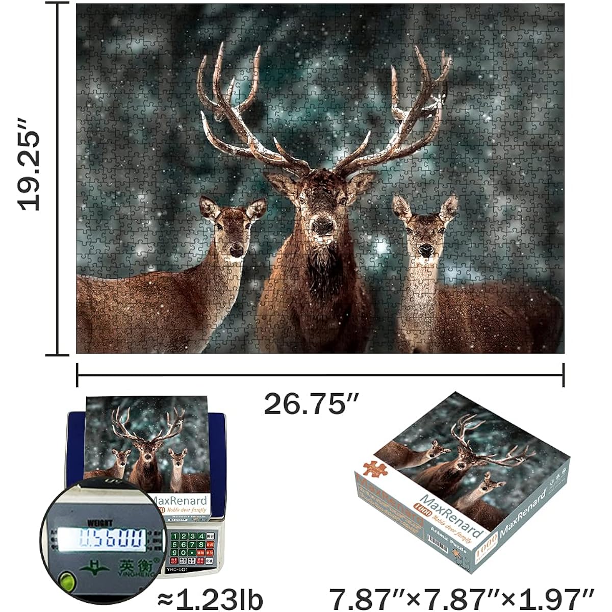 MaxRenard Game 1000 Piece Jigsaw Puzzle Animal Toys Noble Deer Family