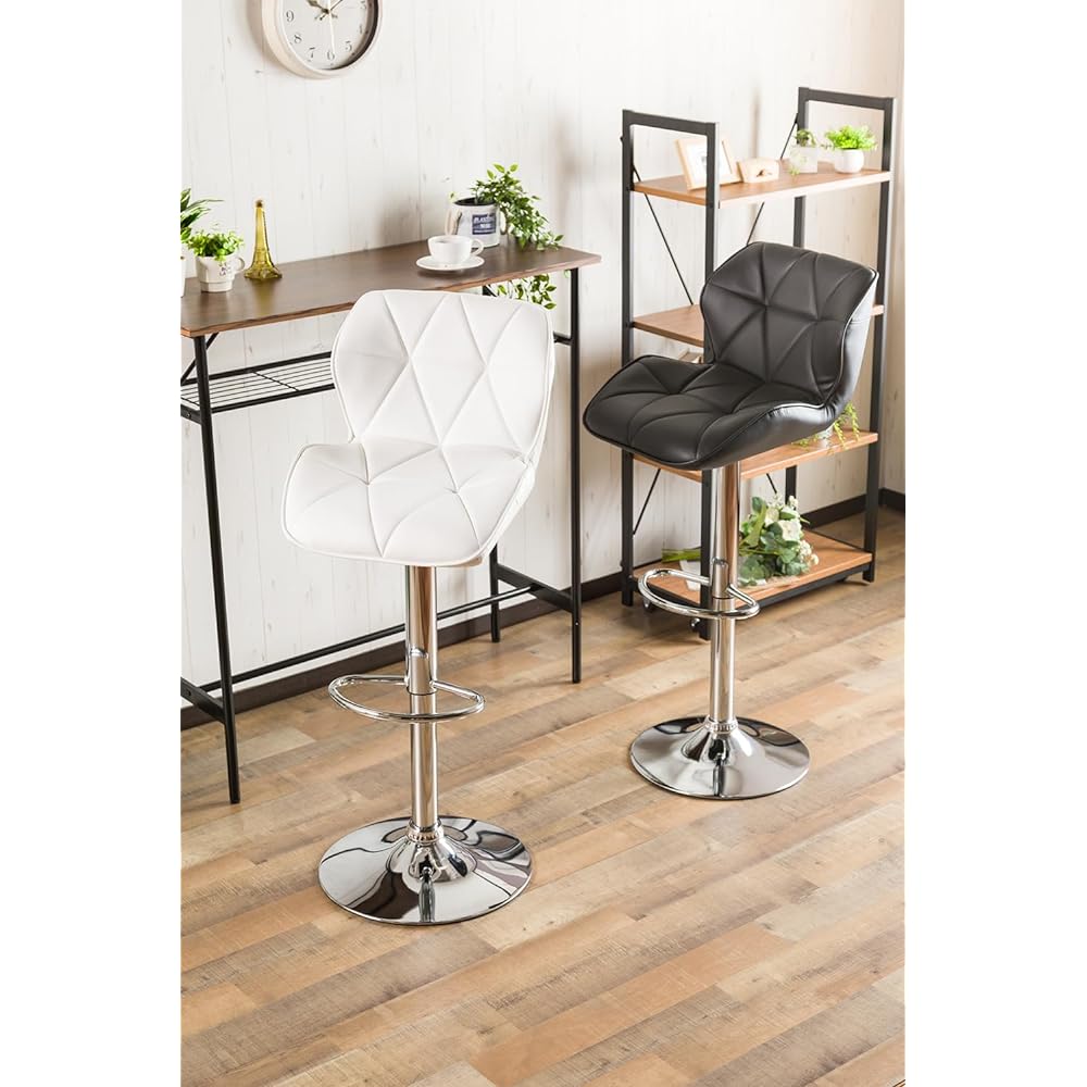 System K Counter Chair Bar Chair Lifting Rotating Thick Cushion PU with Backrest Black 1 Leg