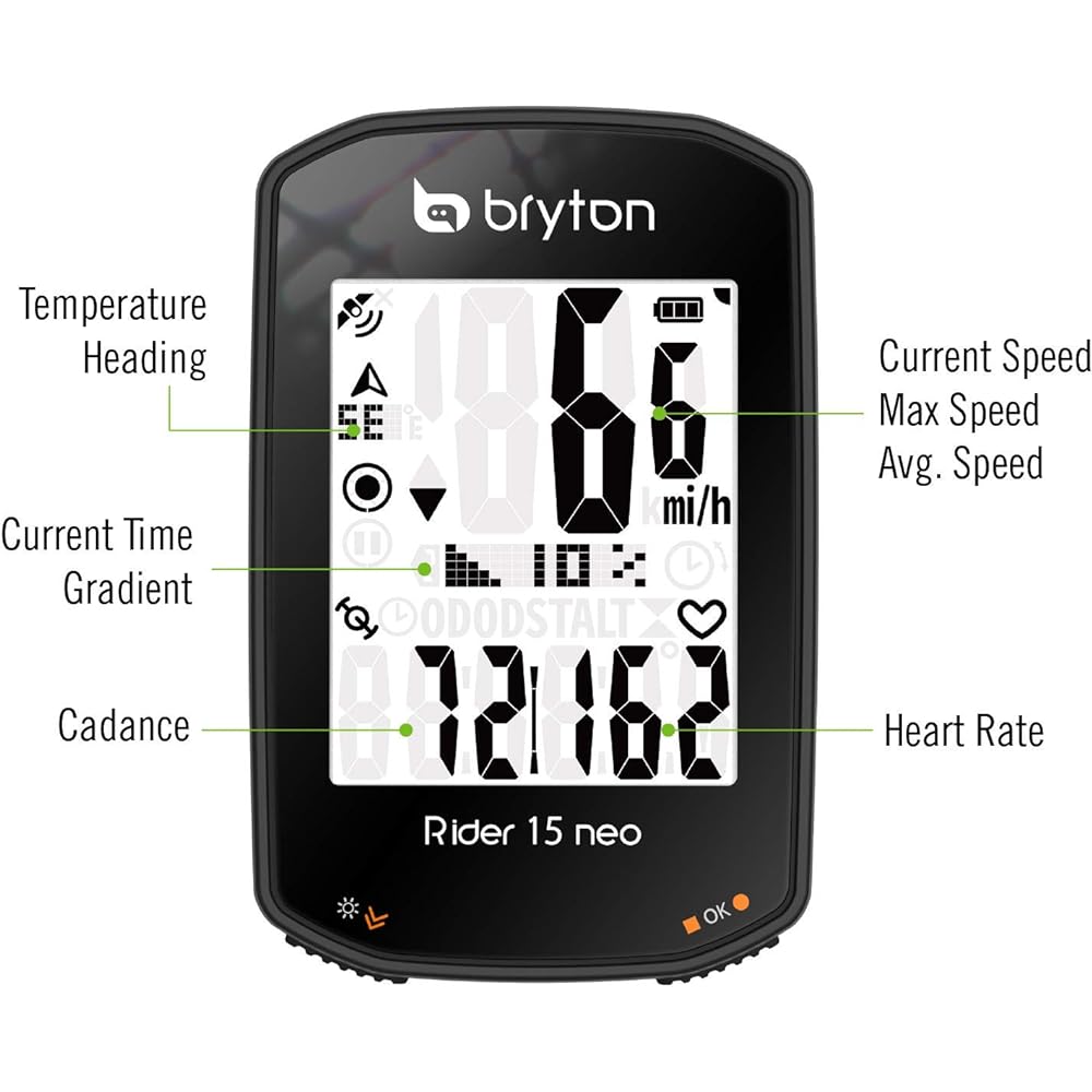 Bryton Rider 15Neo C Cycle Computer/Bicycle Navigation/Equipped with touch screen/Equipped with GPS/Speedometer/Up to 16 hours on a single charge (with cadence)