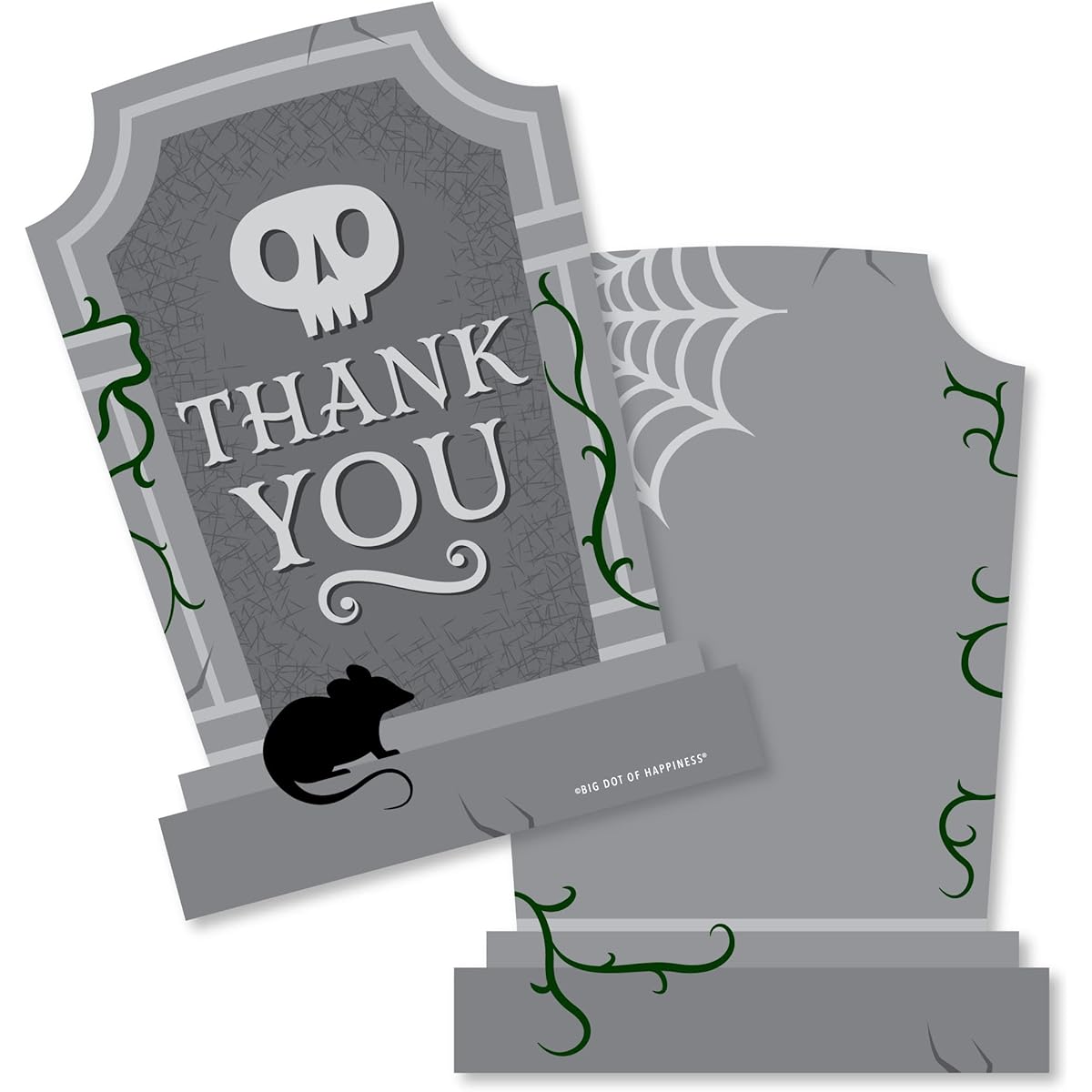 Big Dot of Happiness Spooky Graveyard - Shaped Thank You Cards - Spooky Halloween Tombstone Party Thank You Note Cards with Envelopes - Set of 12