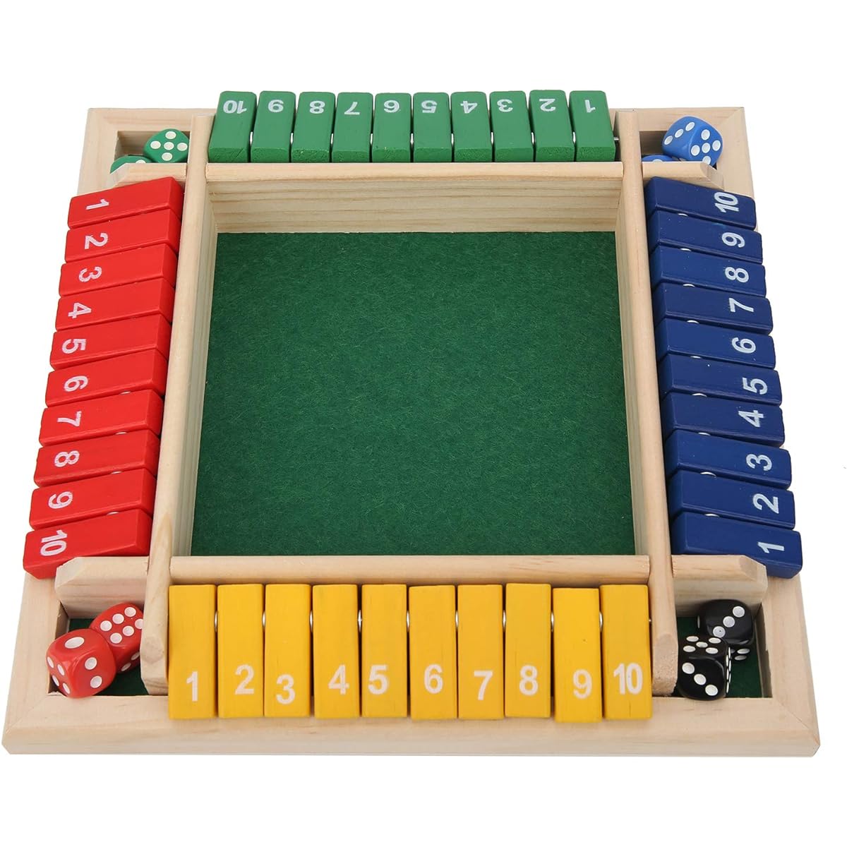 Hztyyier Shut The Box Dice Game Wooden Board Table for 1-4 Players Wooden Board Pub Bar Board Dice Game Math Game