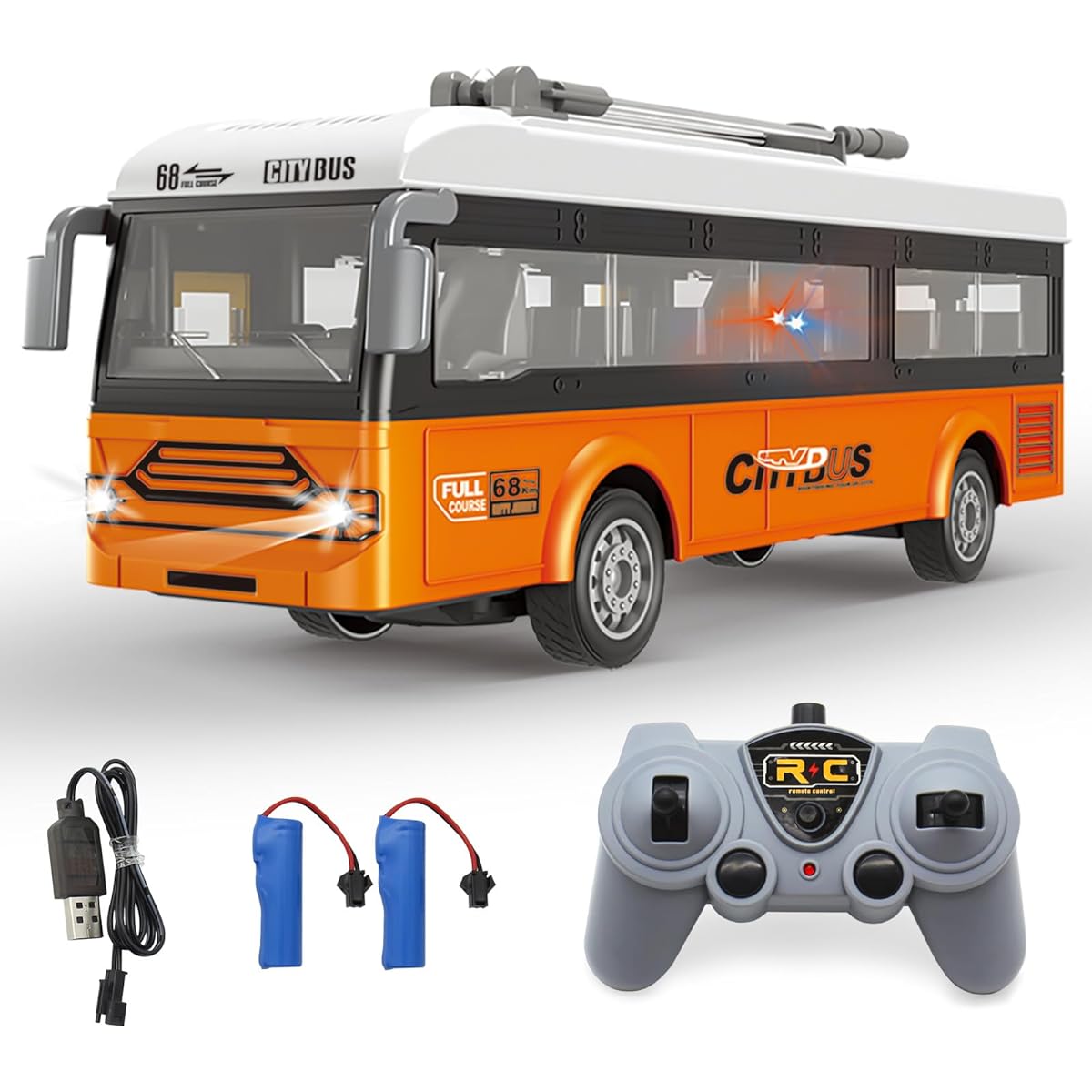 Spobot Remote Control Bus 2.4G Remote Control City Classic Bus Truck Model with Lights Sounds Electric Car Playset Vehicles Toys for Kids