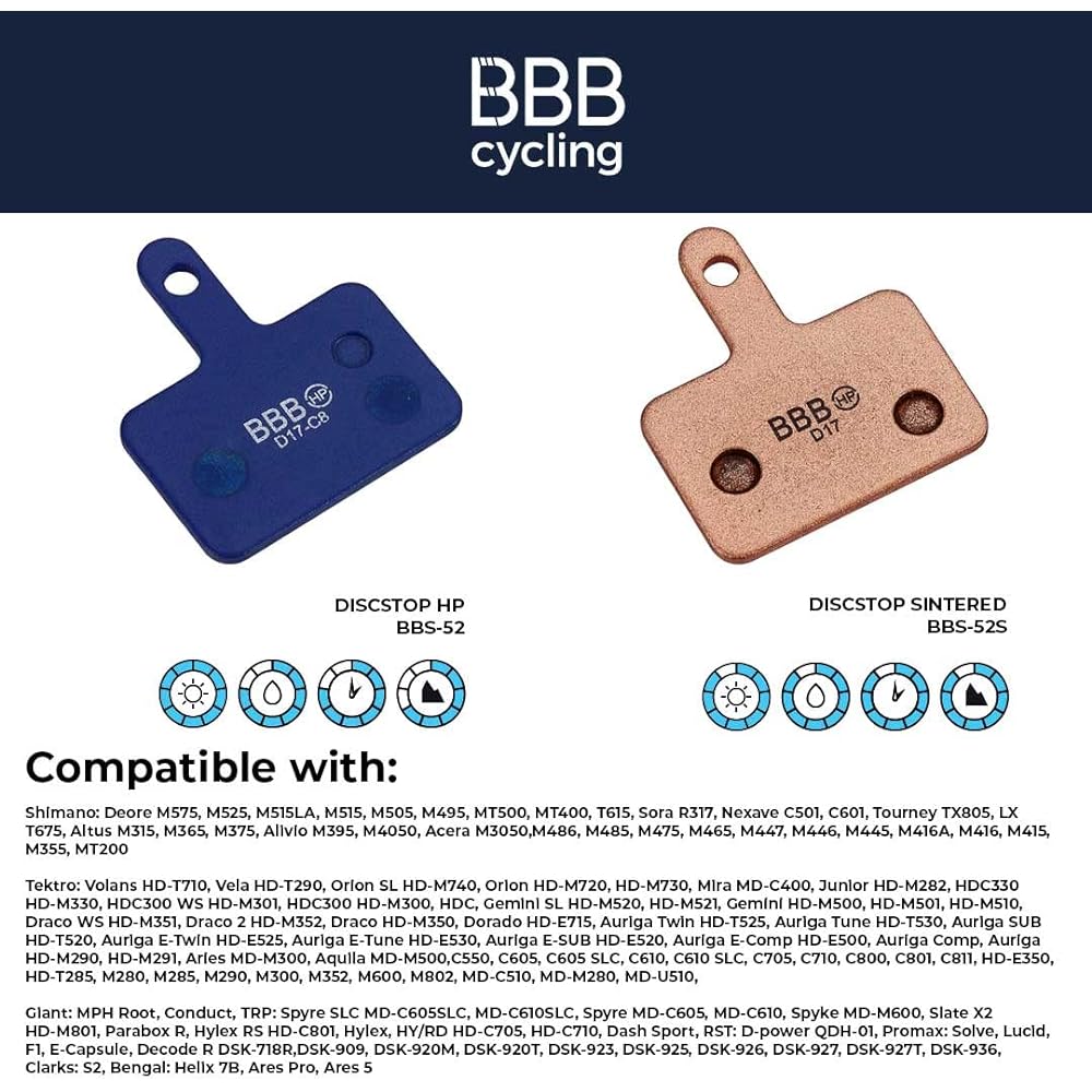 BBB Disc Brake Pad Disc Stop BBS-52S SHIMANO Compatible Metal Pad