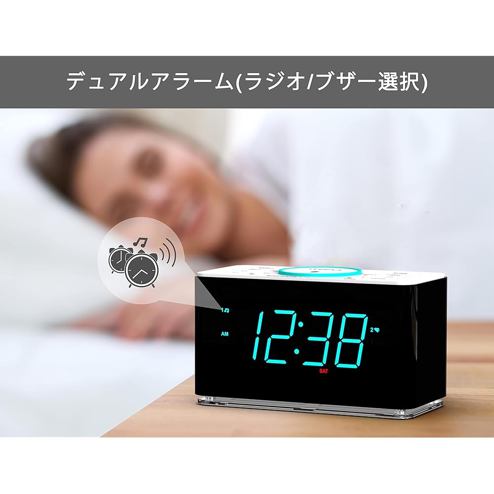 Alarm Clock FM Radio Digital Double Alarm LED Display with Snooze Function Loud Volume Digital Night Light Brightness Adjustment & Volume Adjustment USB 12/24 Hours & DST Bedroom/Office Table Clock Stylish Alarm Tabletop Digital Clock iTOMA CKS207
