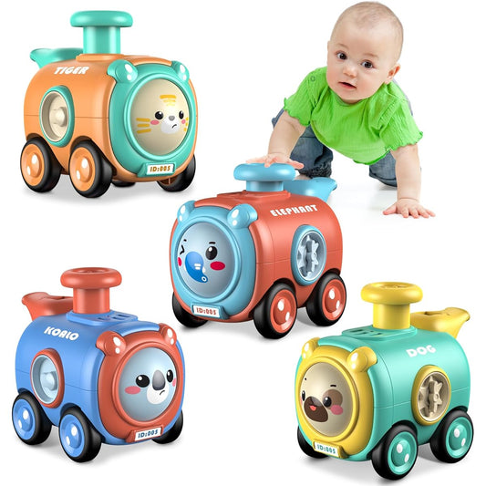 Jiauny Car Toys for 1 2 3 Year Old Boys Press and Go Animal Train Toys Toddler 1-3 Years Old Baby Toys Birthday Gifts 12-18 Months Pre-Kindergarten Gifts