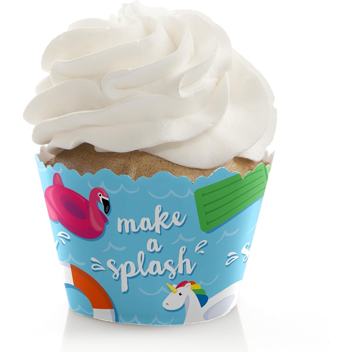 Big Dot of Happiness Make a Splash - Pool Party - Summer Swim Party Birthday Party Cupcake Decorations - Party Cupcake Wrapper - Set of 12