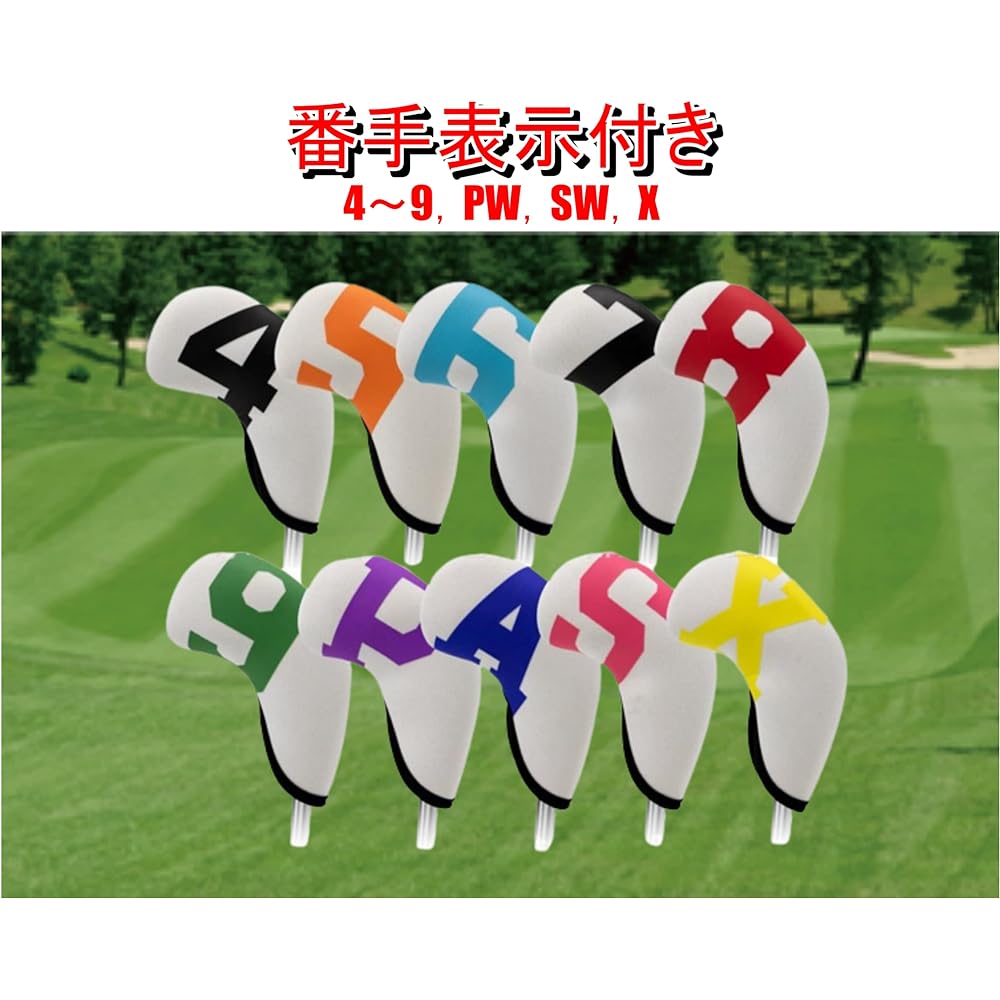 J's MART Iron Cover Head Cover Set of 10 Stylish Colorful Count Print No. 4-9 AW PW SW X Stretchable