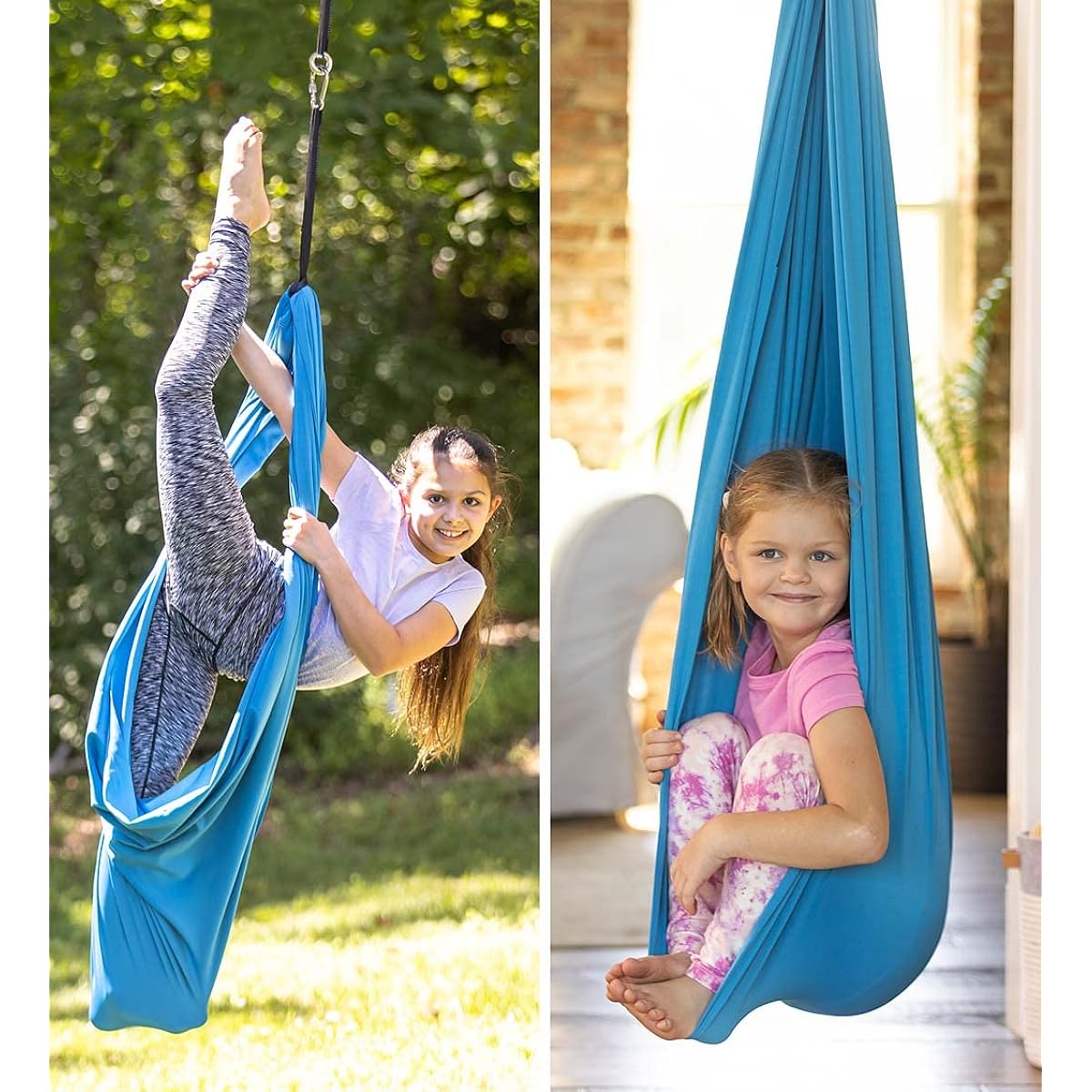 HearthSong Portable 5' Stretchable Sensory Yoga Swing with Hanging Straps for Indoor and Outdoor Use