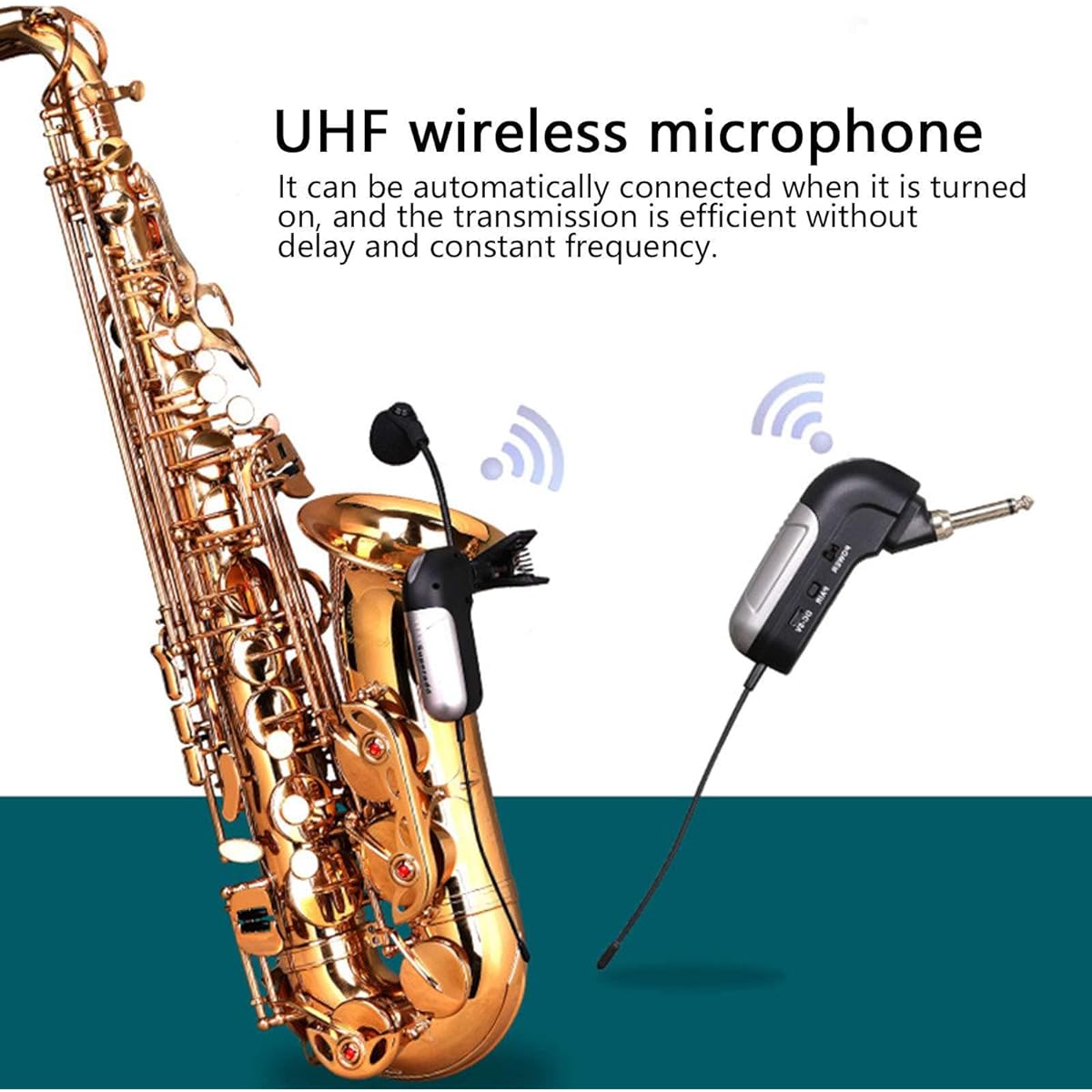Pickup Instrument Microphone Wireless Instrument Microphone with 360° Rotating Fixed Clip for Saxophone Clarinet Trumpet Tuba Horn Trombone