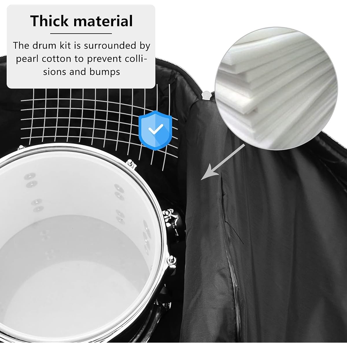 OUUTMEE 5 Piece Drum Bag Set for Snare Drum 12" Tom 13" 16" Floor Bass Tom 18" 22"/24" Bass Drum