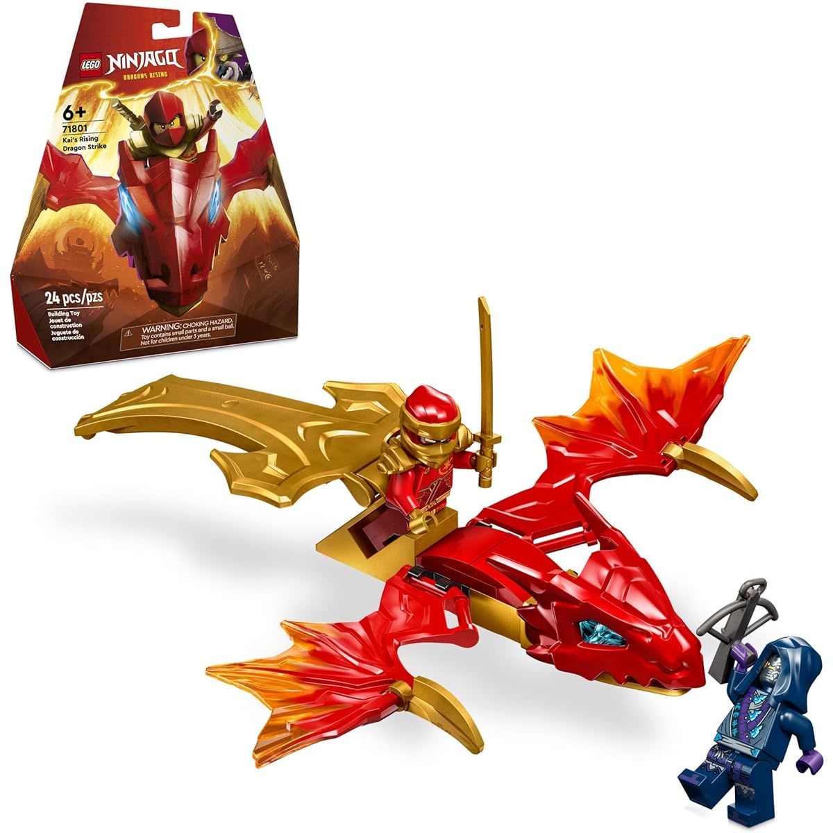 LEGO Ninjago Kai's Rising Dragon Strike Toy, Ninja Battle Toy Playset with Kai Ninja Minifigure, Building Set for Kids, Gift Idea for Boys and Girls Ninja Fans Ages 6+ 71801