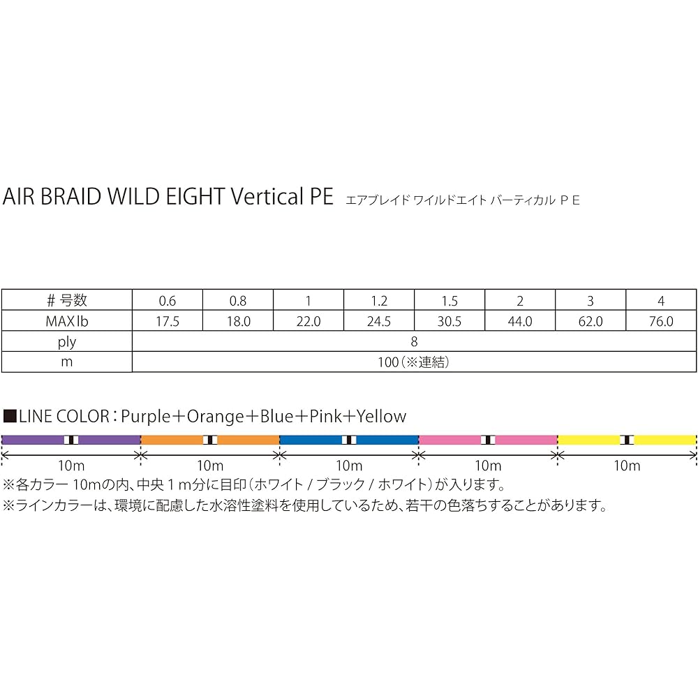 Fishing Fighters PE Line Air Blade Wild Eight Vertical PE 200m No. 1 22lb 5 Colors FF-ABWV200-1.0
