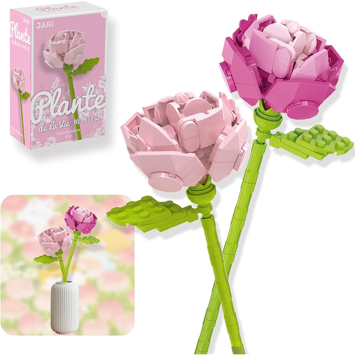 Uniwee Pink Flower Building Kit Set of 2