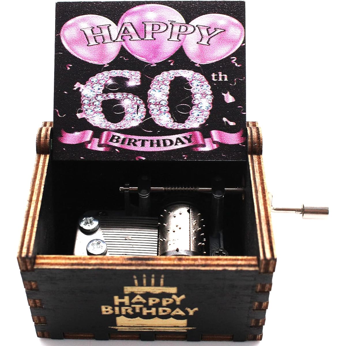 ukebobo Wooden Music Box - Happy Birthday Music Box 60th Birthday Gift 60th Birthday Party Decoration - 1 Set (60-02 Years)