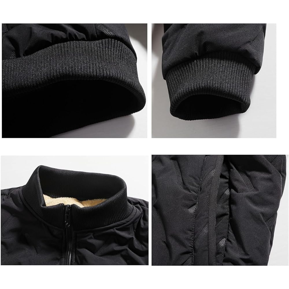 [FleurUneffe] T12 Fleece-lined Slim Type Jacket, Men's Clothing, Blouson, Quilted Style, Outerwear, Zip-up Cardigan, School, Commuting, Cold Protection, Golf Wear, Zip-up, Fleece-lined, Fleece-lined (T12)