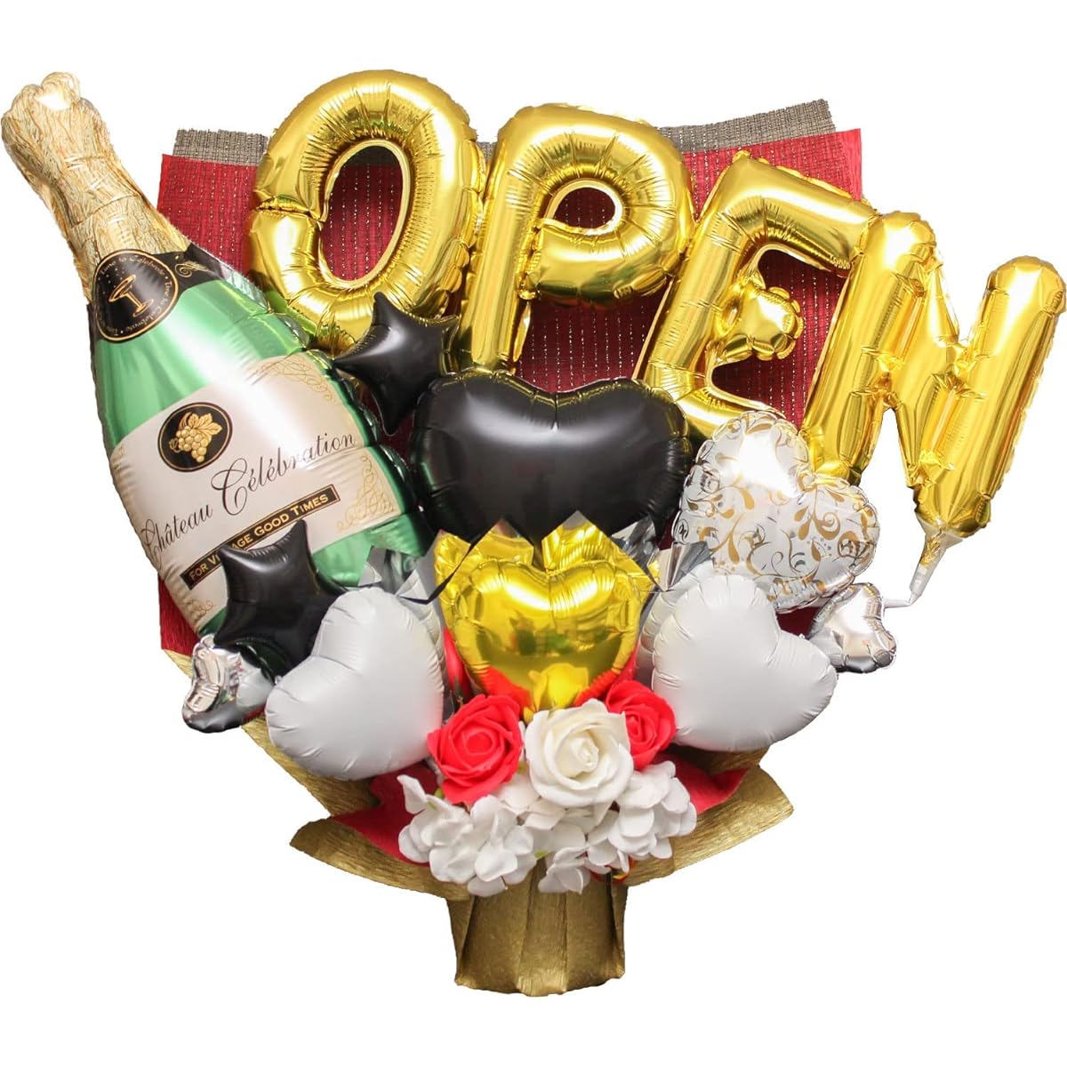 Grand opening gift, balloon bouquet, opening celebration, balloon flower, balloon, opening, opening celebration, balloon telegram, present, OPEN, Balloon Tino (champagne)