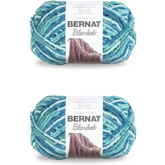 Bernat Blanket Tidepool Yarn - 2 Pack of 300g/10.5oz - Polyester - 6 Super Bulky - 220 Yards - Knitting/Crochet