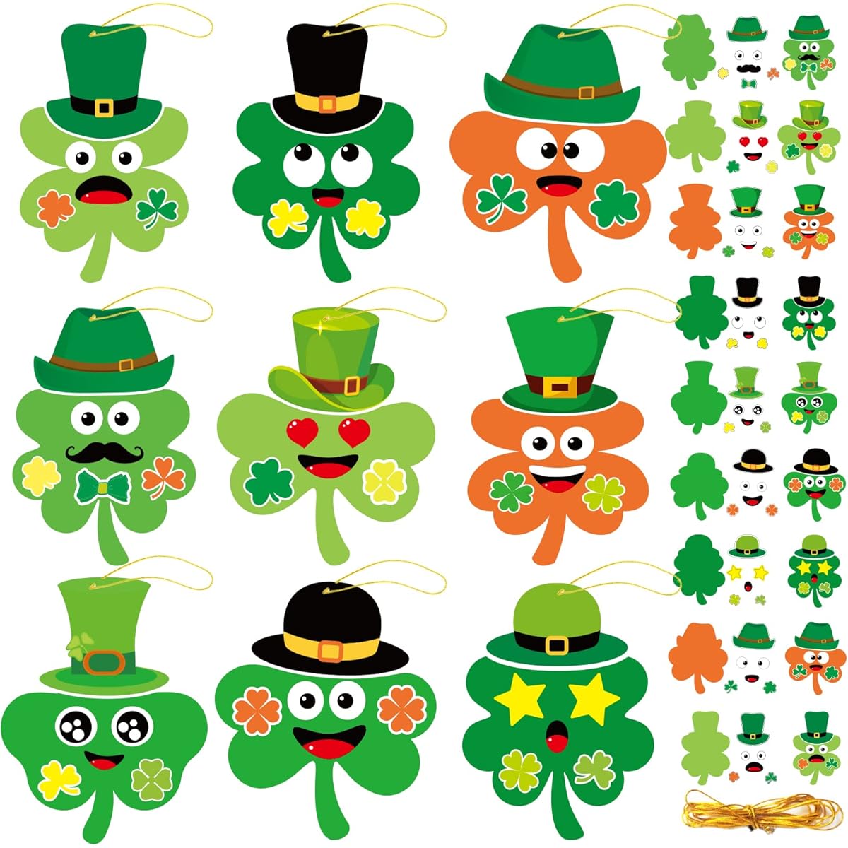 chiazllta St. Patrick's Day Craft Kit 36 Pack DIY Shamrock Art Craft for Preschool Kids St. Patrick's Day Make Your Own Shamrock Paper Craft Set Home Class Game Activities for Kindergarten