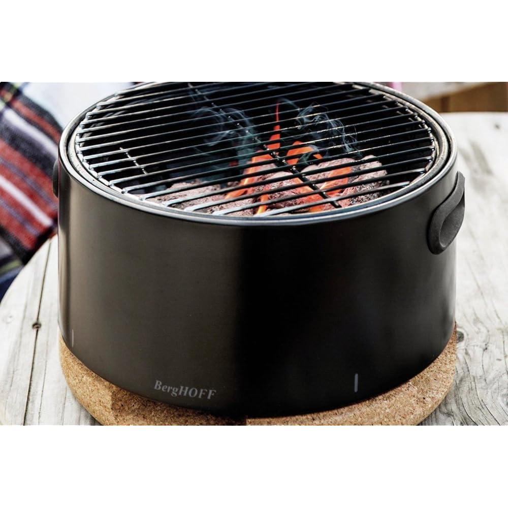Berghoff Table BBQ Table BBQ Grill Black Carbon Steel Camping Outdoor 2415600 Black