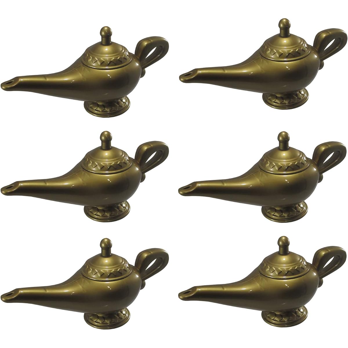 Nicky Bigs Novelties Plastic Magical Wish Lamp Props 6 Pack Gold One Size