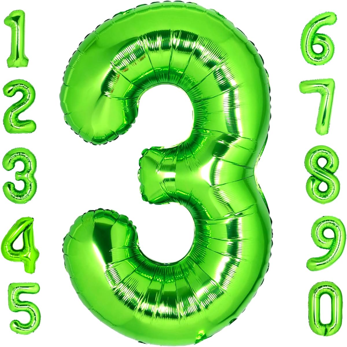 Large 40 Inch Light Green Number 3 Balloons 3rd Birthday Decorations for Girls | 3 Balloons Unicorn 3rd Birthday Rex Decorations for Girls Melon Birthday Party Supplies Pig Birthday Party Supplies