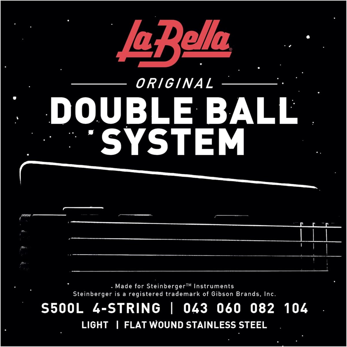 La Bella S-500L/Double Ball Bass/Light/043-104/Stainless Steel Flat Wound