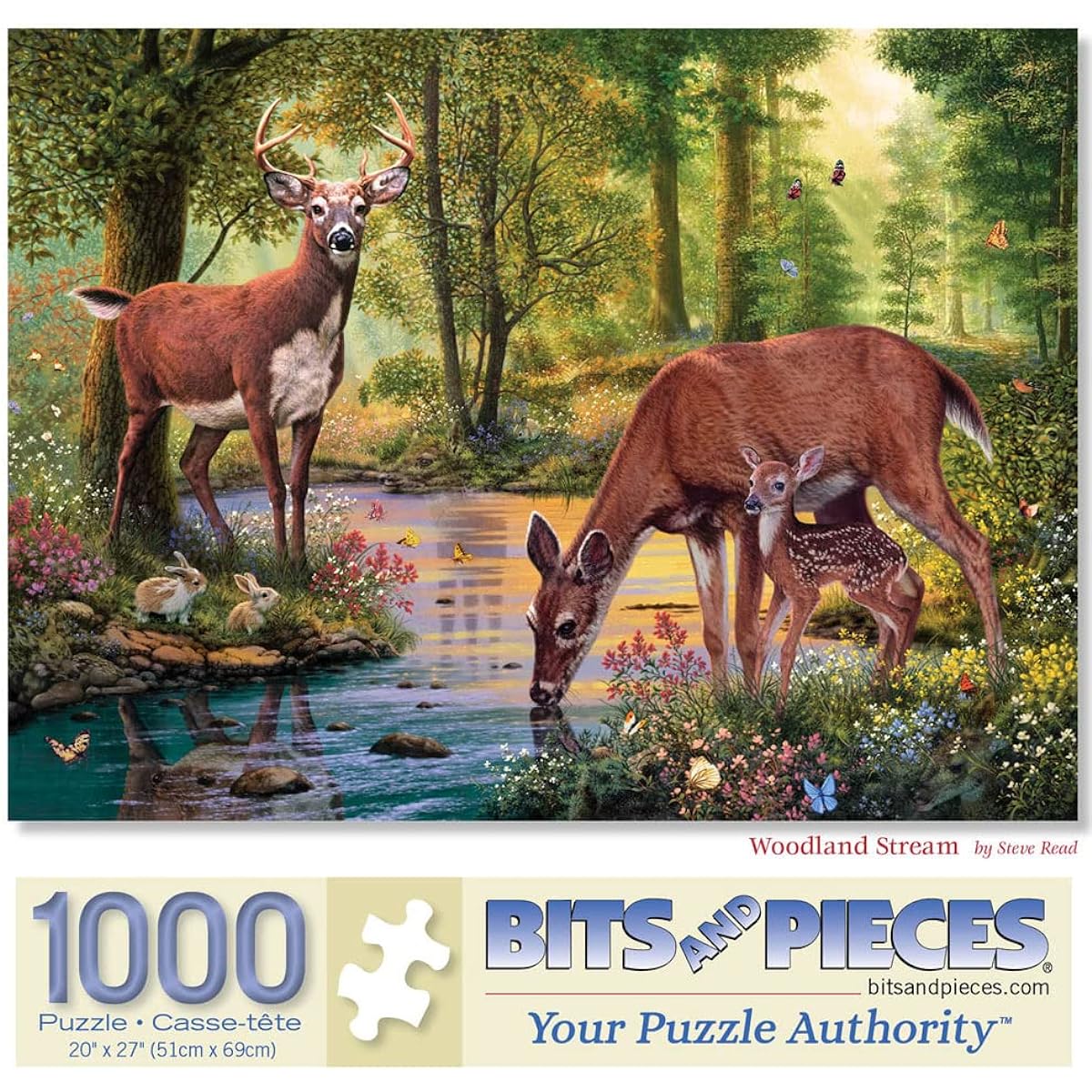 Bits and Pieces - Set of Two (2) 1000 Piece Jigsaw Puzzles for Adults - Getting Chilly Out, Bringing Home Supper - 1000 pc Autumn Fall Leaves Jigsaws by Artist Larry Jones