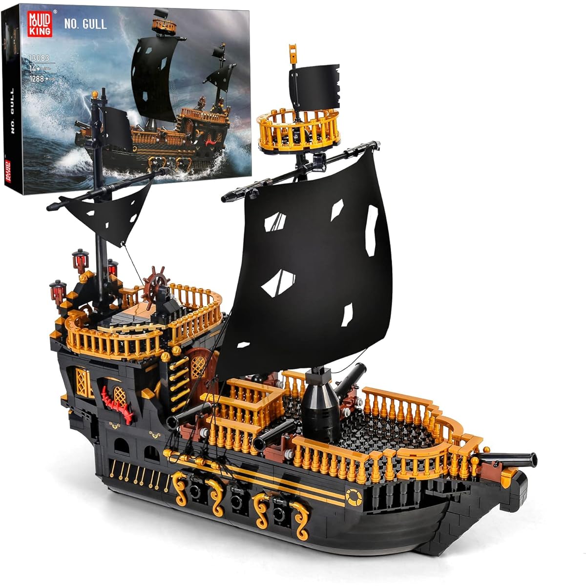 Mold King 13083 Pirate Ship Building Toy Set for Kids Ages 8+ Adults 1288 Piece Pirate Ship Blocks Building Set Building Gift for Boys and Girls