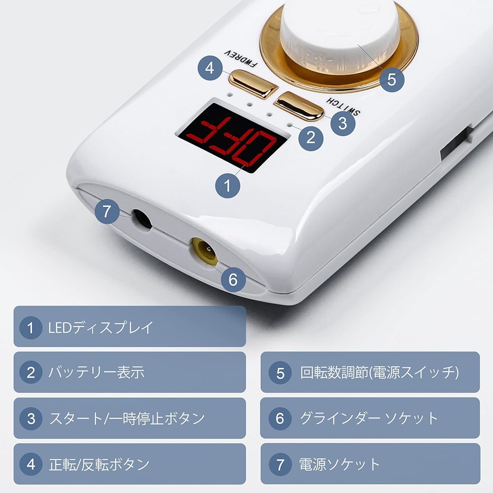 L'UGX Electric Nail Machine 30000RPM Professional Nail Drill Polishing Nail Polish Nail Machine for Home Salon Low Noise Low Vibration 8 Bits (White)