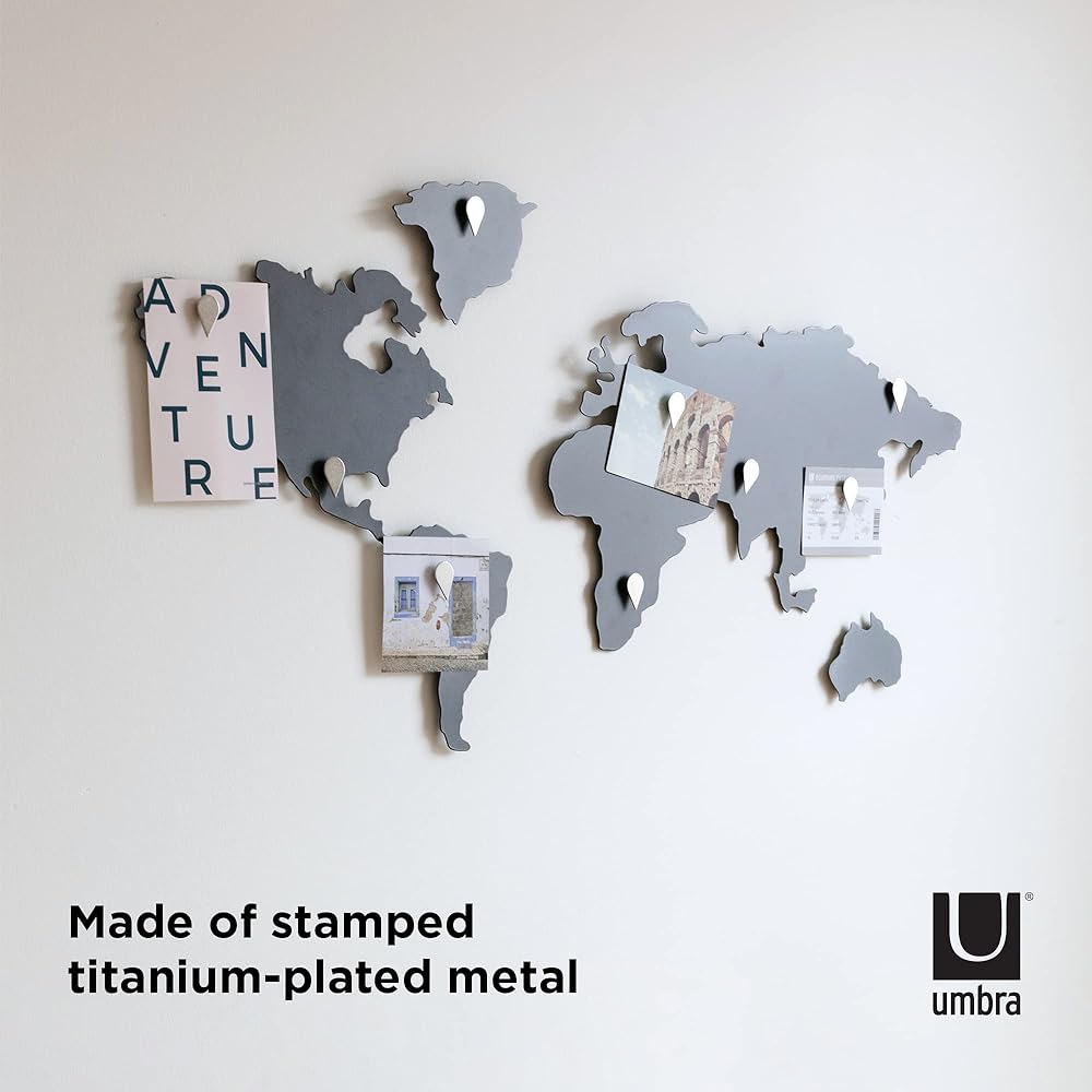 umbra Photo Frame Photo Display Wall Hanging Clip World Map Titanium Fashionable Interior Stylish Photo MAPPIT 21008050624