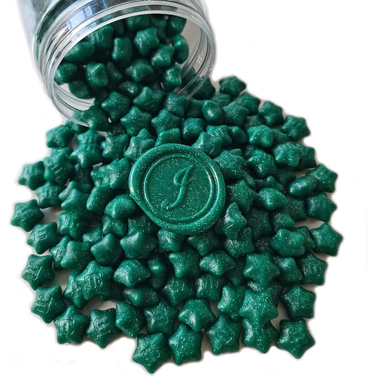 300pcs Lucky Star Sealing Wax Beads, PORXFLY Flash Wax Seal Beads for Wax Seal Stamps, Perfect for Wedding Invitations, Wine Packaging, Card Envelopes, Gift Wrapping (Forest Green)